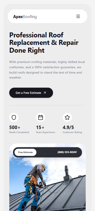 ApexRoofing mobile screenshot